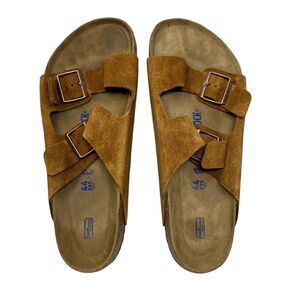 Birkenstock Arizona Mens 11 Cognac Brown Suede Leather Sandals Comfort‎ EU 44